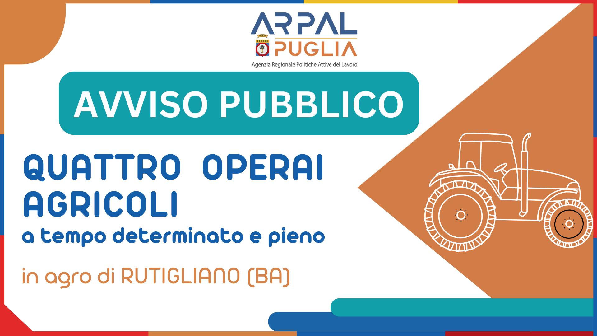 Avviso pubblico di avviamento a selezione Operai agricoli